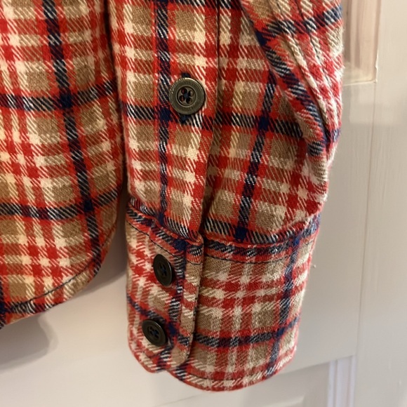 True Religion Red and Cream Plaid Casual Button Down Shirt Excellent Condition - Picture 12 of 12
